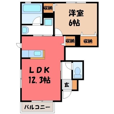 宇都宮駅 バス12分  簗瀬東下車：停歩3分 1階の物件間取画像